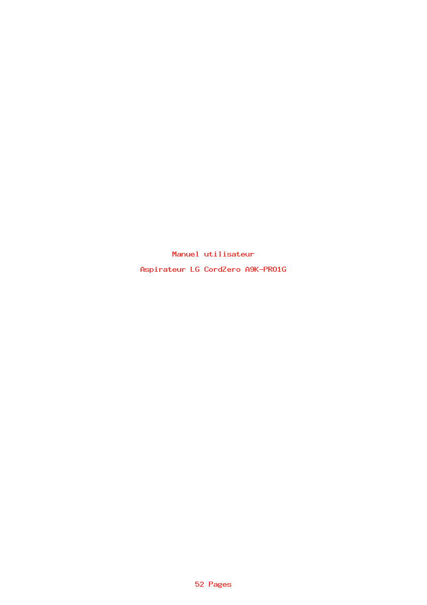 Page 1 de la notice Manuel utilisateur LG CordZero A9K-PRO1G