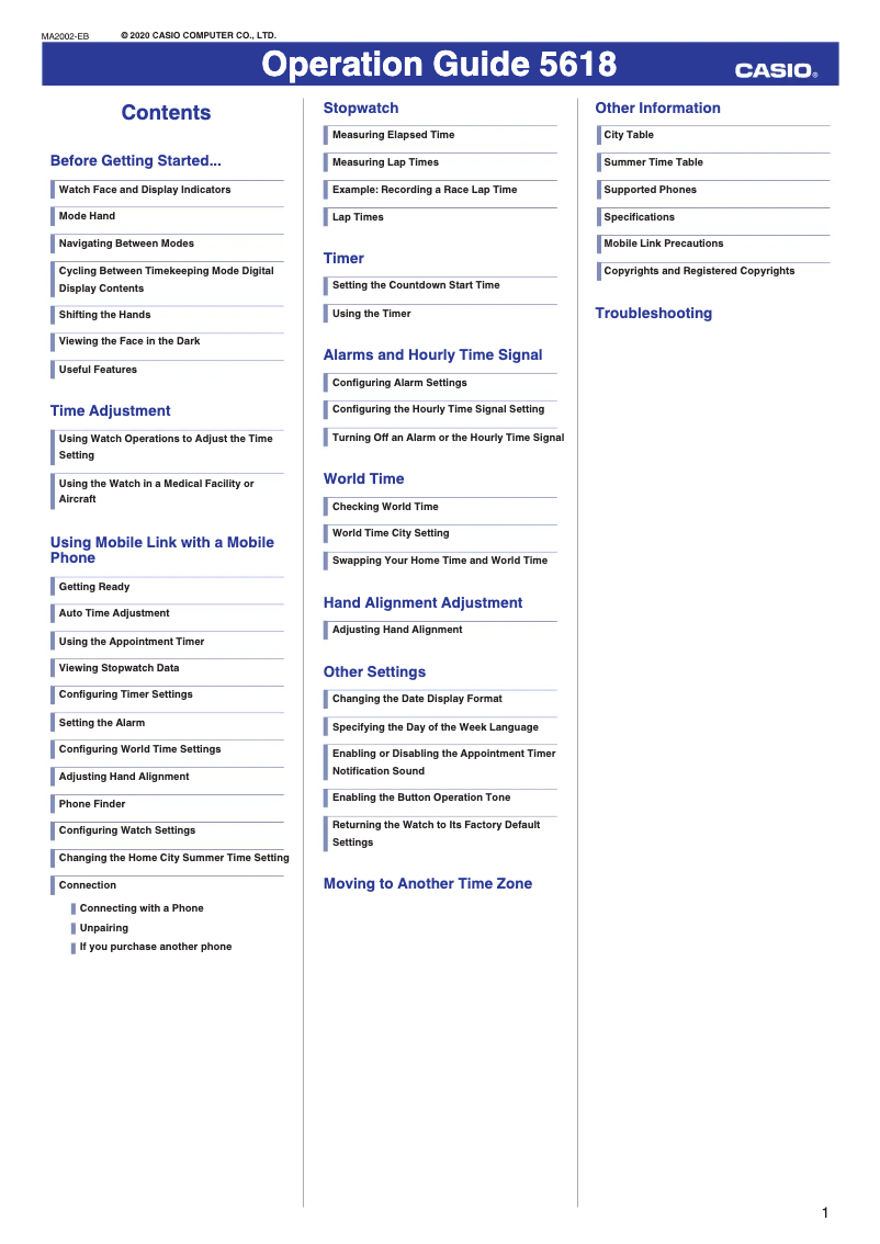 Page 1 de la notice Manuel utilisateur Casio Edifice ECB-10DB-1AEF