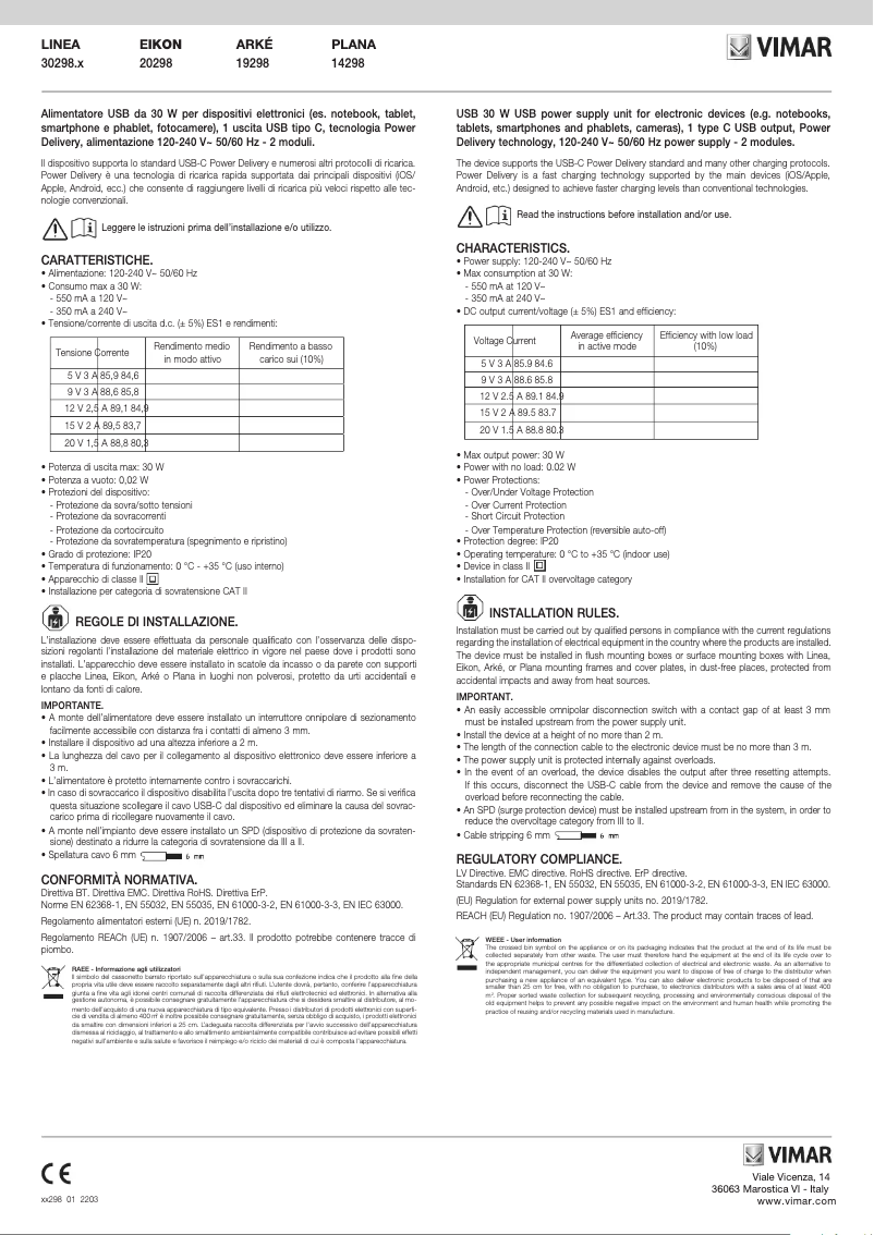 Página 1 del manual Manual de usuario Vimar 30298.B