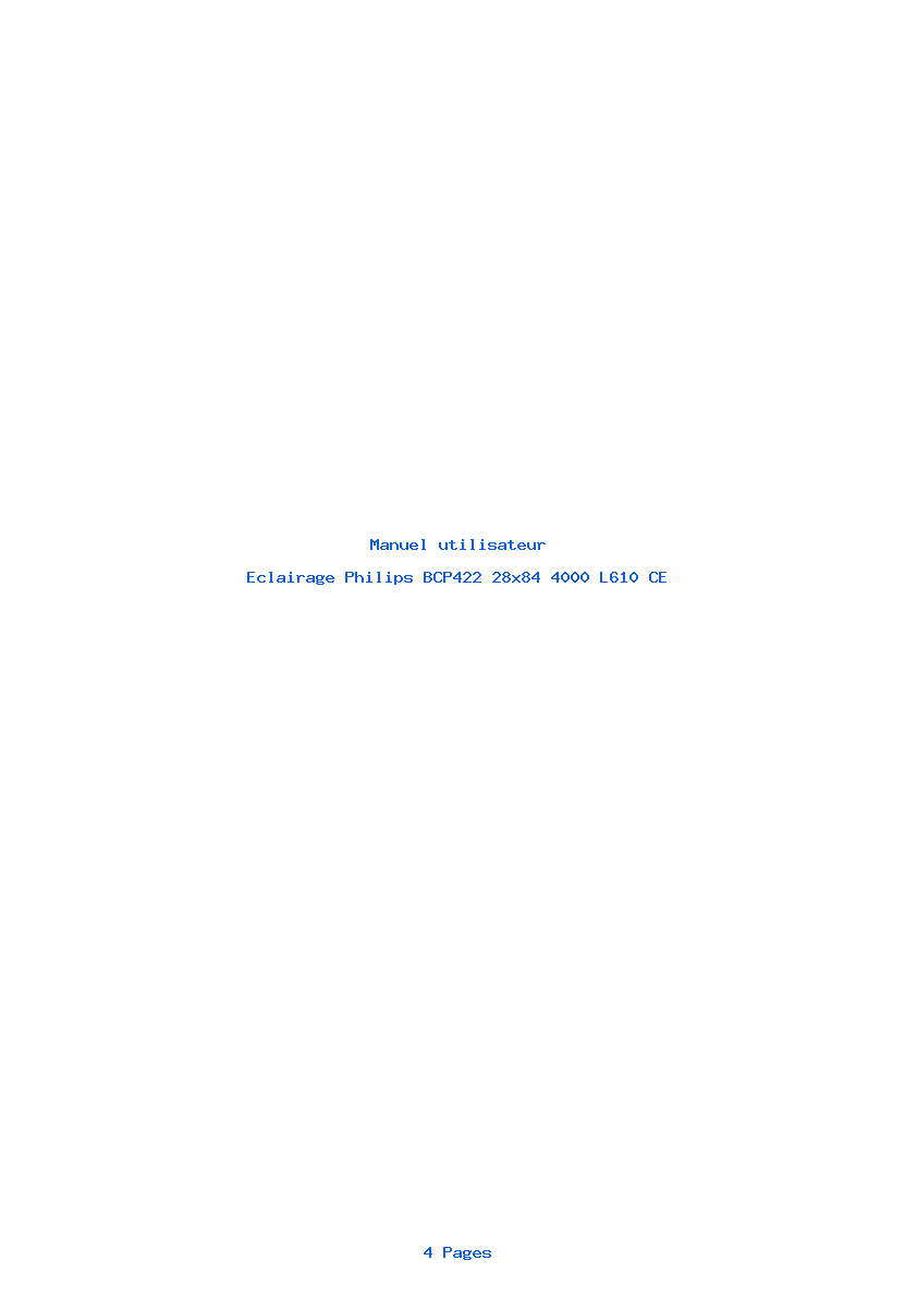 Page 1 de la notice Manuel utilisateur Philips BCP422 28x84 4000 L610 CE