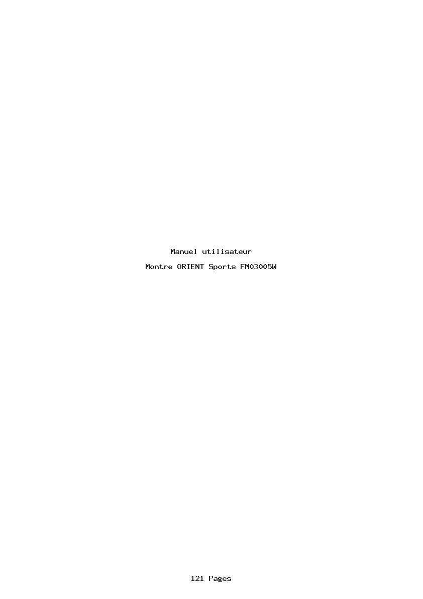 Page 1 de la notice Manuel utilisateur ORIENT Sports FM03005W