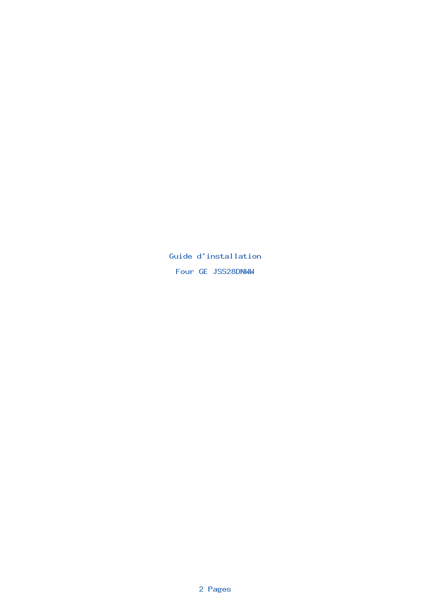 Page 1 de la notice Guide d'installation GE JSS28DNWW