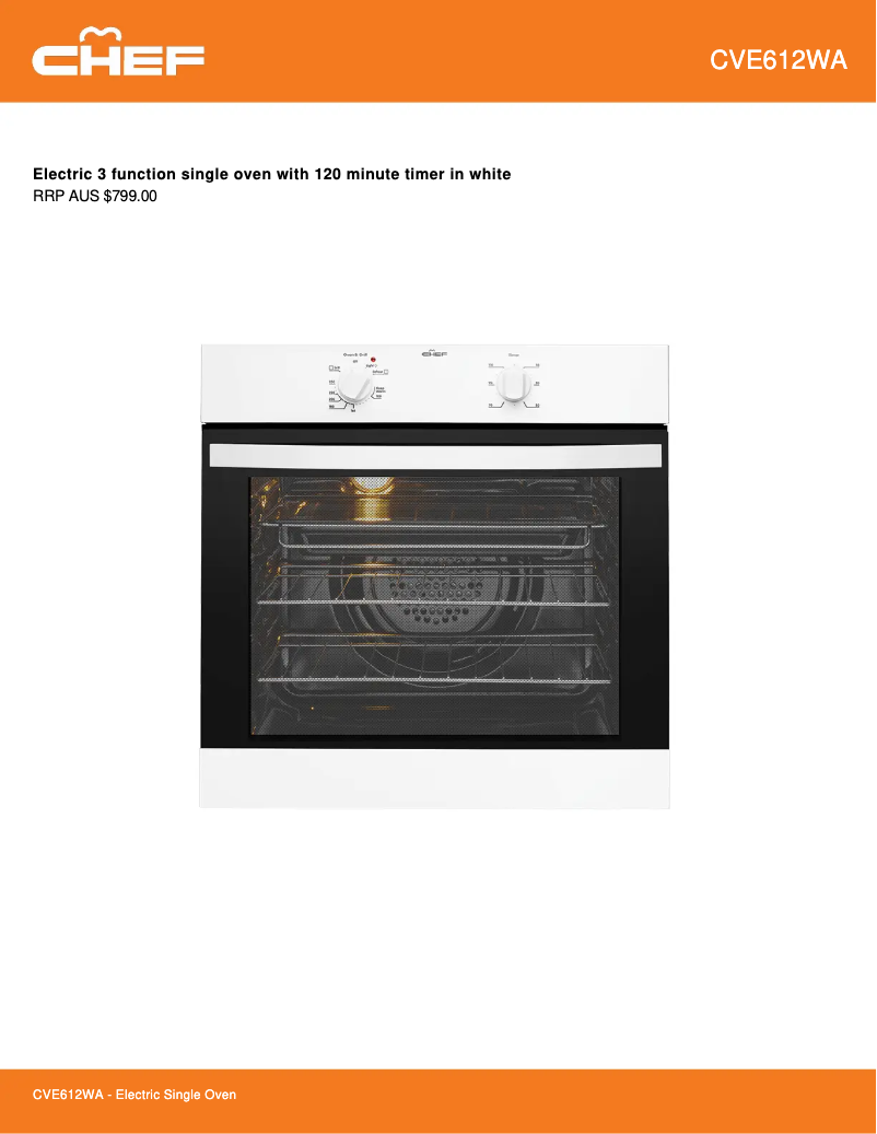 Page 1 de la notice Fiche technique Chef CVE612WA
