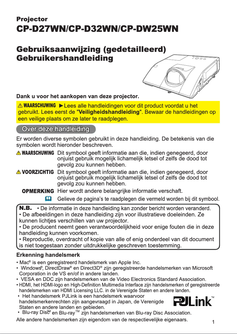 Página 1 del manual Manual de usuario Hitachi CP-D27WNEF