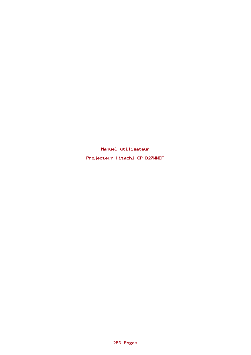 Page 1 de la notice Manuel utilisateur Hitachi CP-D27WNEF