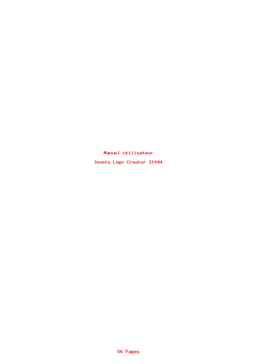 Page 1 de la notice Manuel utilisateur Lego Creator 31044