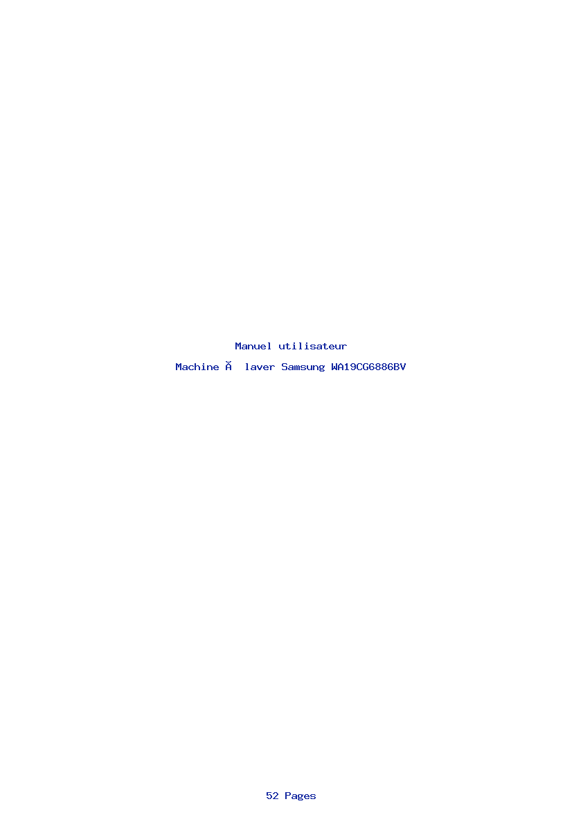 Page 1 de la notice Manuel utilisateur Samsung WA19CG6886BV
