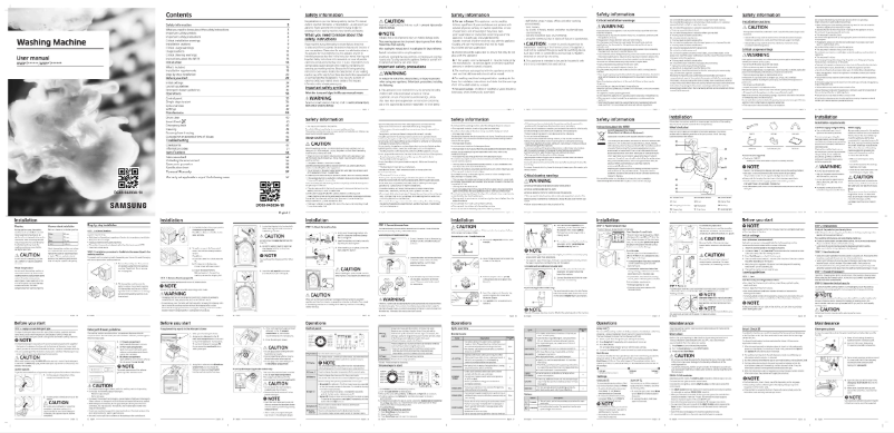 Page 1 de la notice Manuel utilisateur Samsung WW90TA046AB