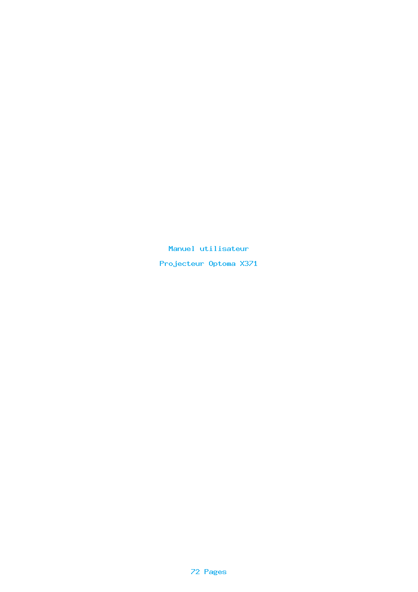 Page 1 de la notice Manuel utilisateur Optoma X371
