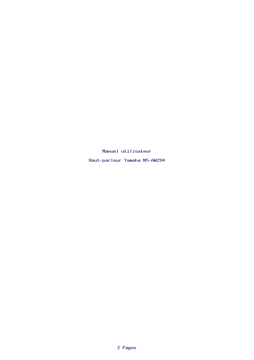 Page 1 de la notice Manuel utilisateur Yamaha NS-AW294