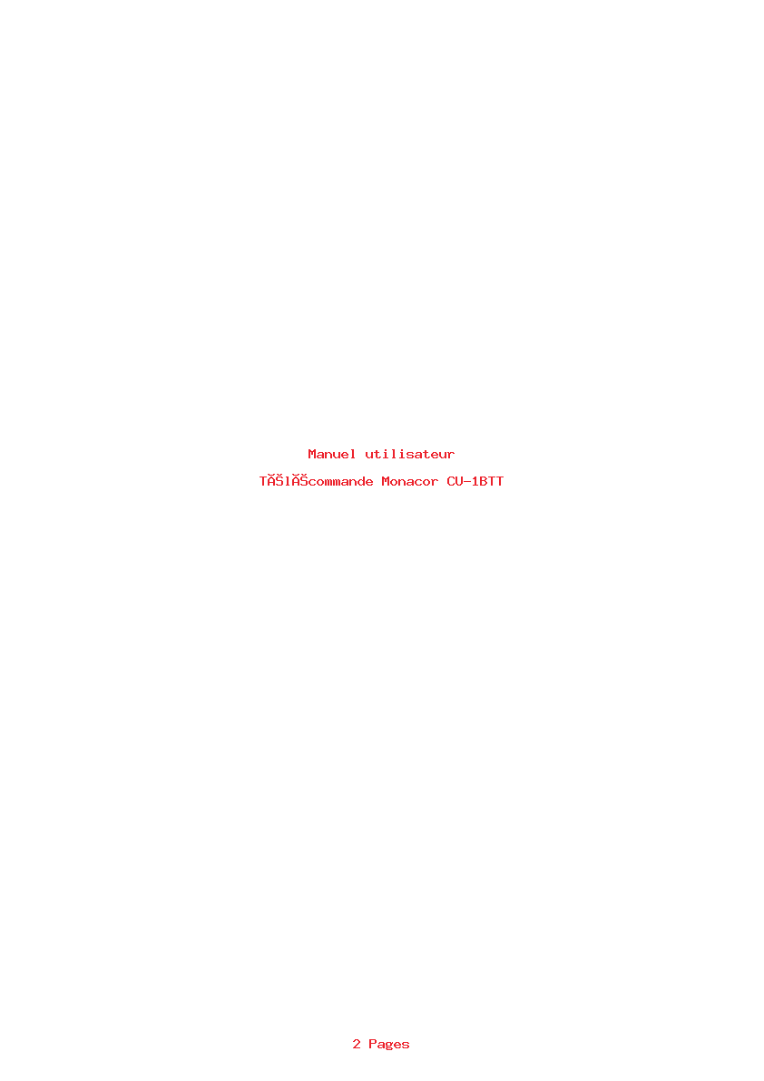 Image de la première page du manuel de l'appareil CU-1BTT