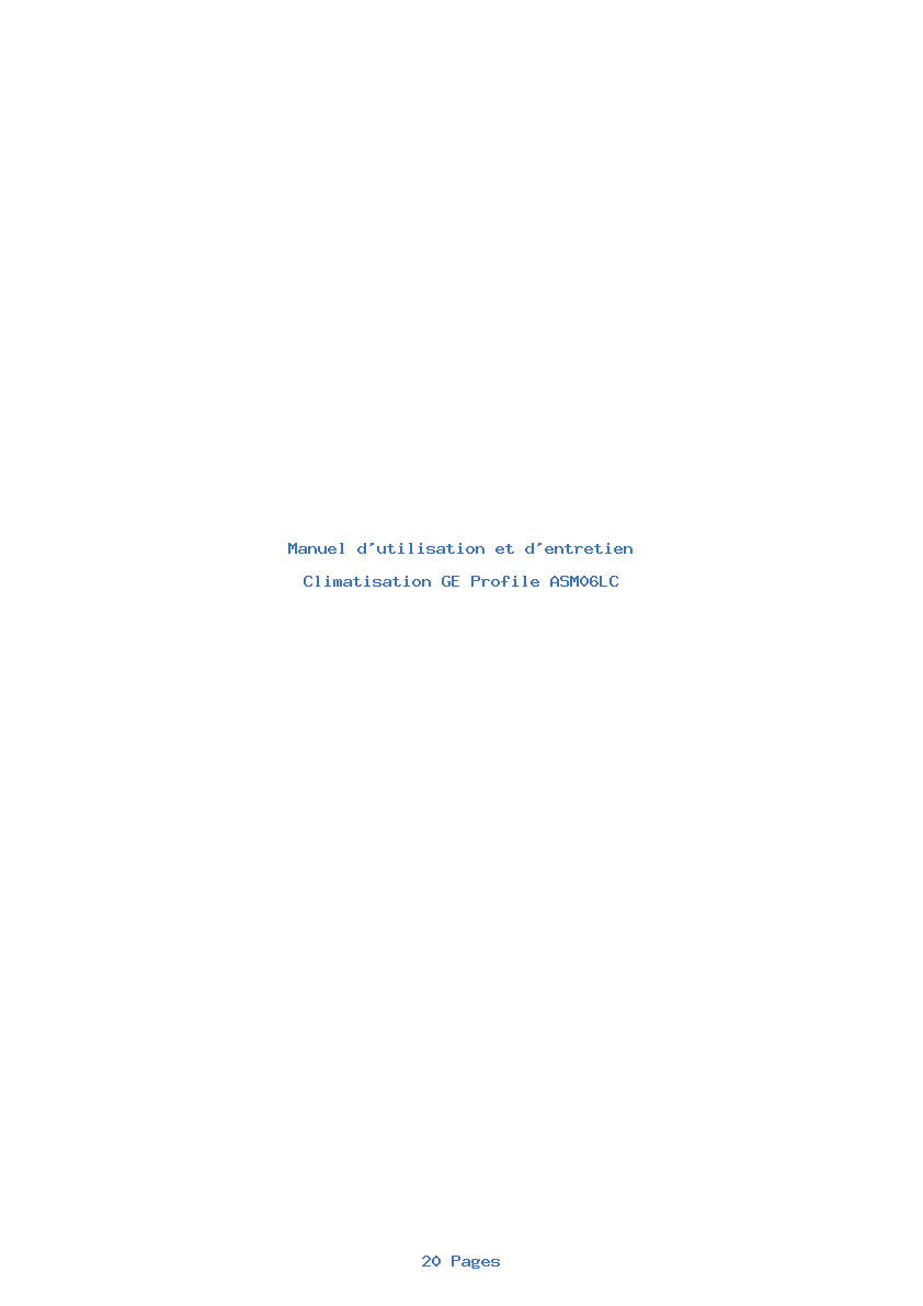 Image de la première page du manuel de l'appareil Profile ASM06LC