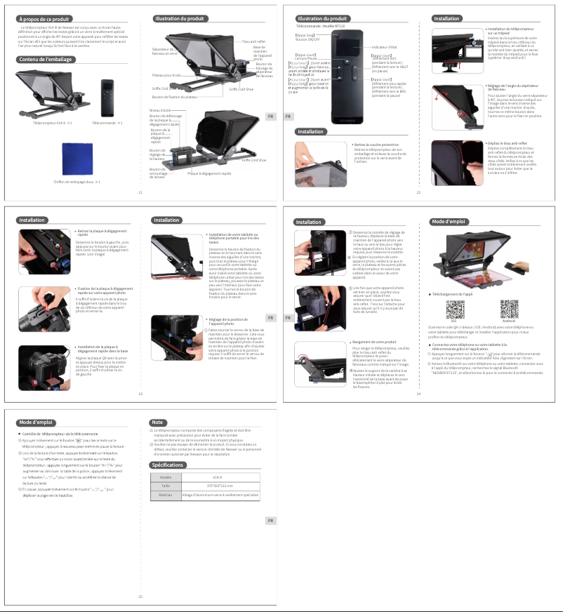 Page 1 de la notice Manuel utilisateur Neewer X14 III