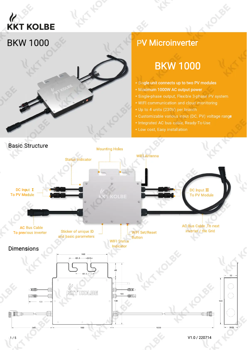 Page 1 of the manual User Manual KKT Kolbe BKW 1000