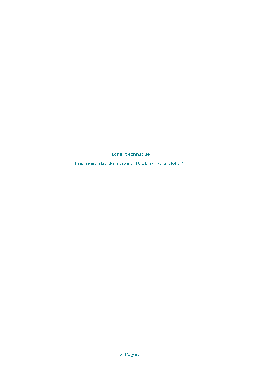 Page 1 de la notice Fiche technique Daytronic 3730DCP