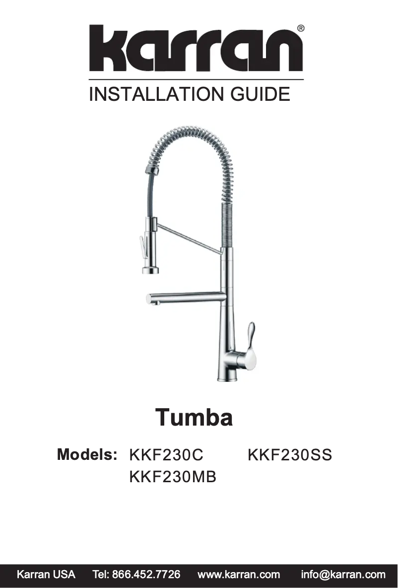 Page 1 de la notice Manuel utilisateur Karran Tumba KKF230C