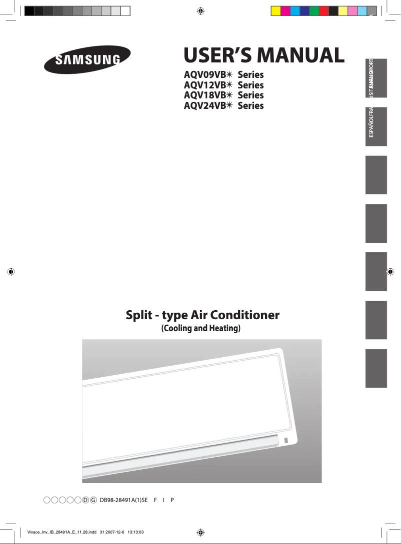 Page 1 de la notice Manuel utilisateur Samsung AQV09VBCX