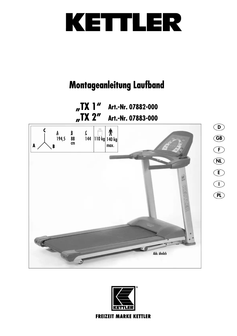 Page 1 de la notice Manuel utilisateur Kettler TX2