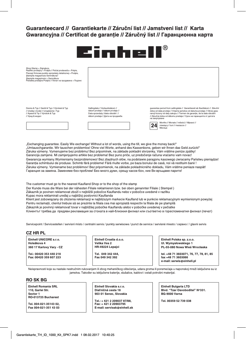 Page 1 de la notice Manuel utilisateur Einhell TH-ID 1000 KIT