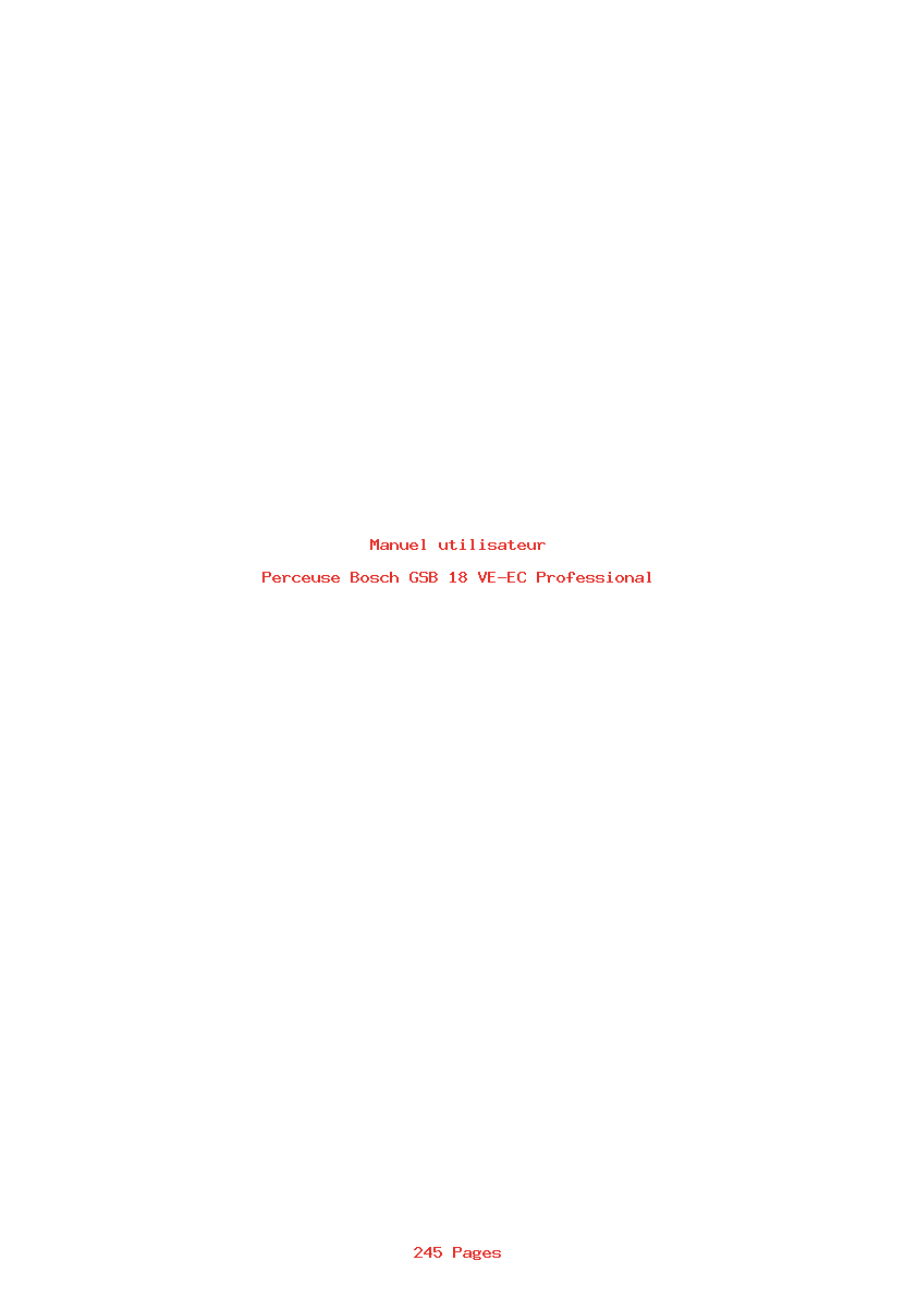 Page 1 de la notice Manuel utilisateur Bosch GSB 18 VE-EC Professional