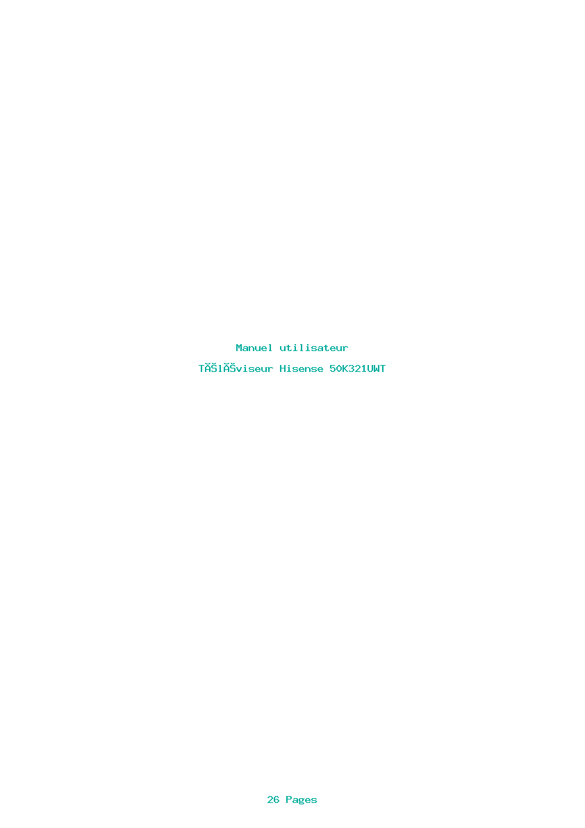 Page 1 de la notice Manuel utilisateur Hisense 50K321UWT