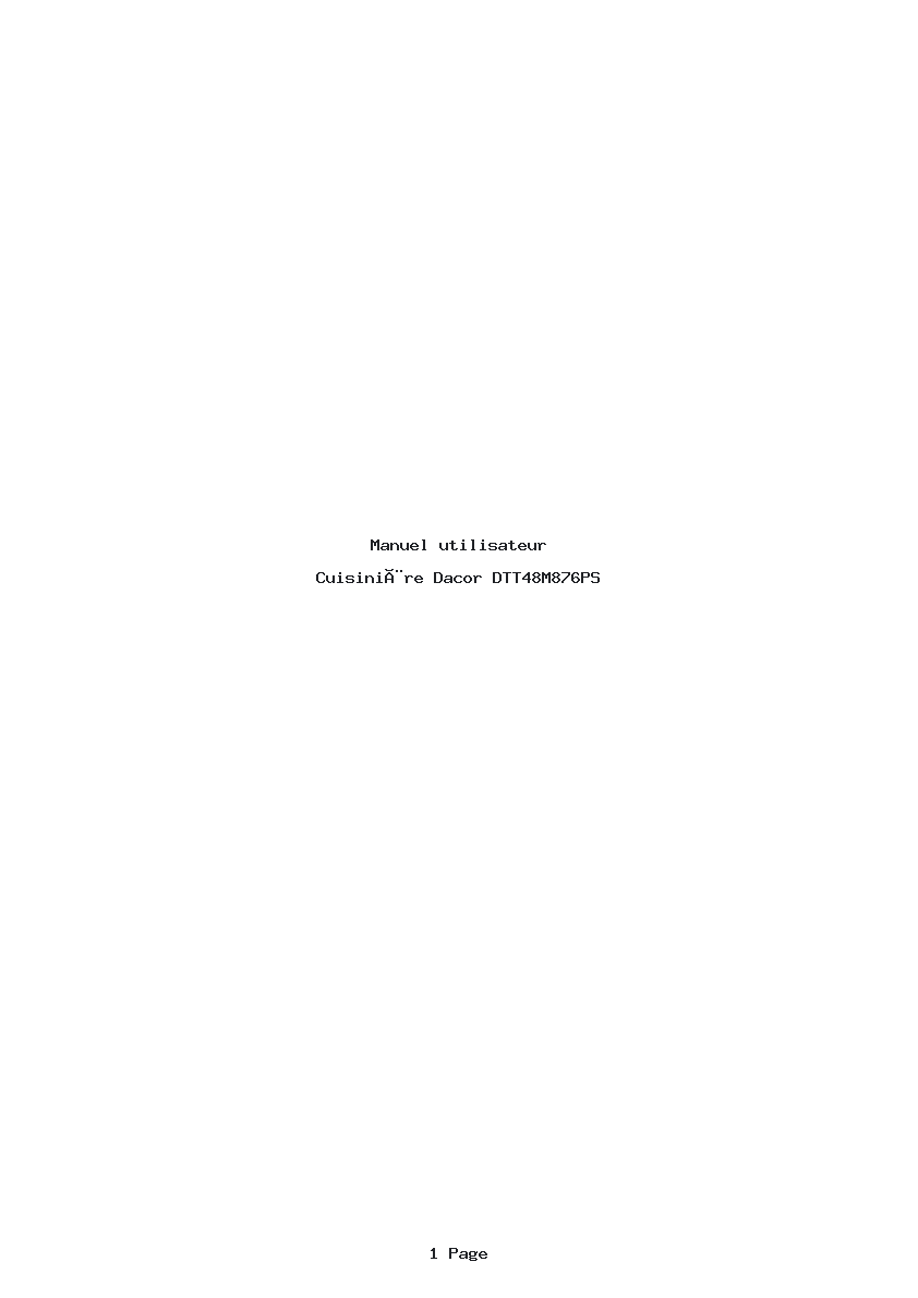 Page 1 de la notice Manuel utilisateur Dacor DTT48M876PS