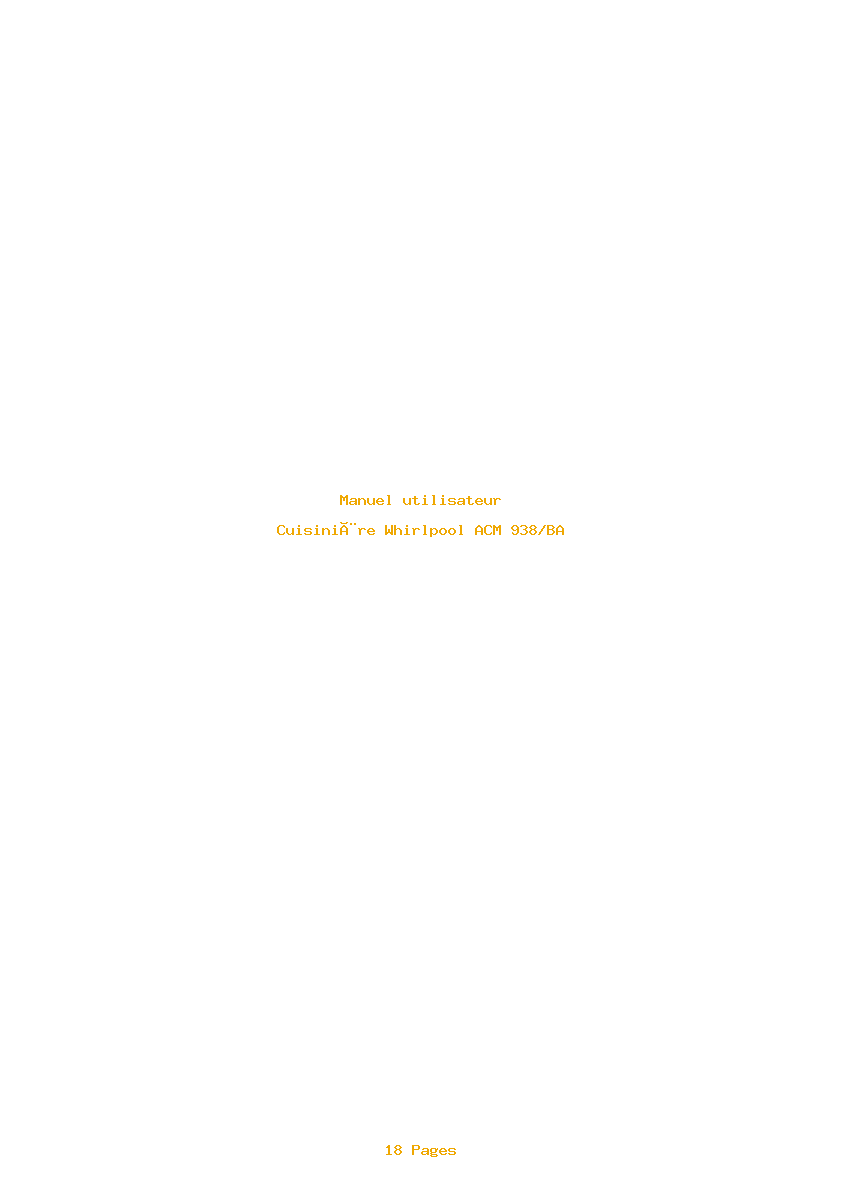 Page 1 de la notice Manuel utilisateur Whirlpool ACM 938/BA