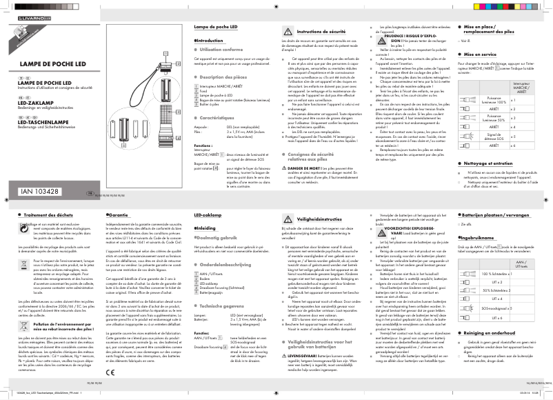 Page 1 de la notice Manuel utilisateur Livarno Lux IAN 103428