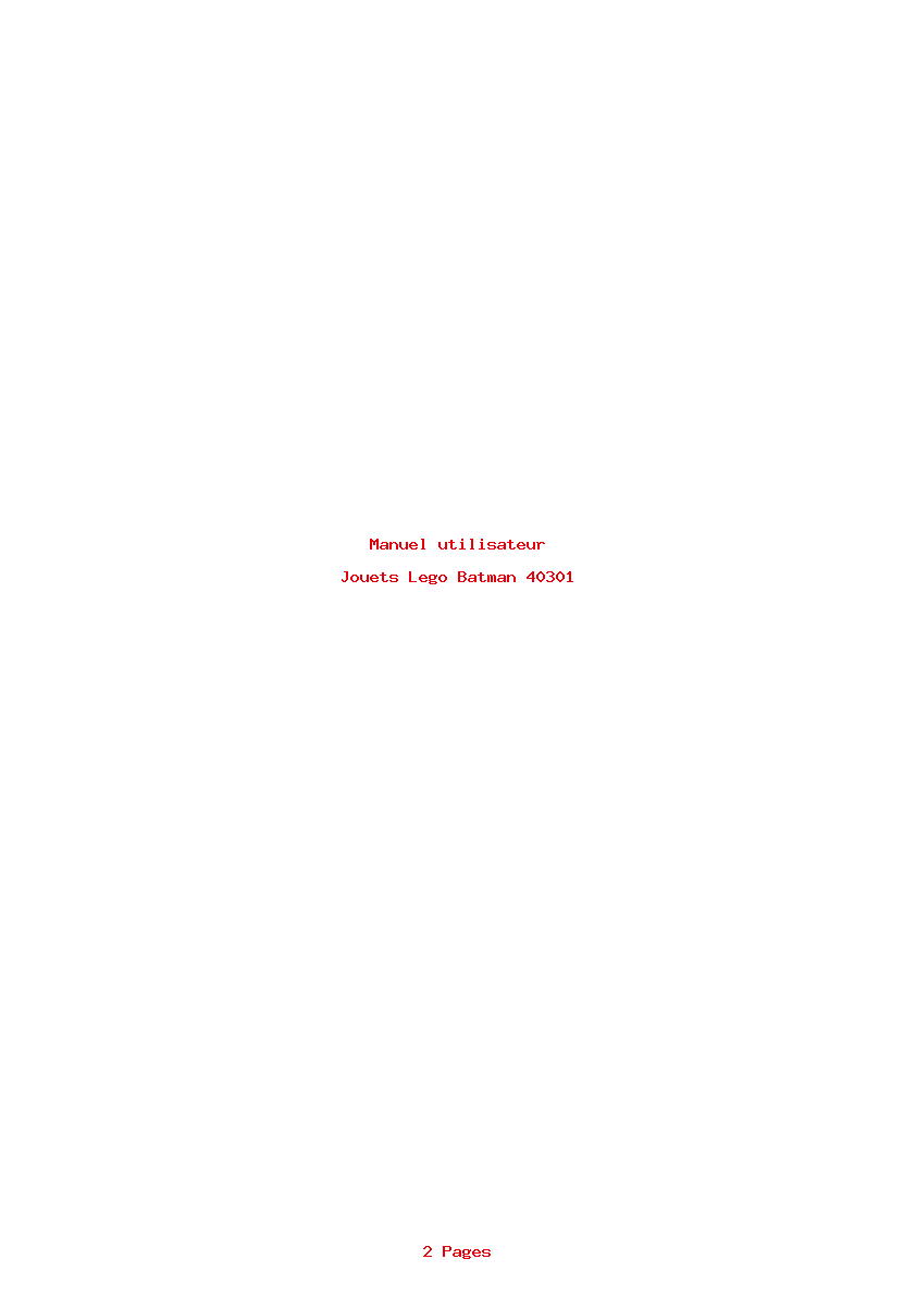 Page 1 de la notice Manuel utilisateur Lego Batman 40301
