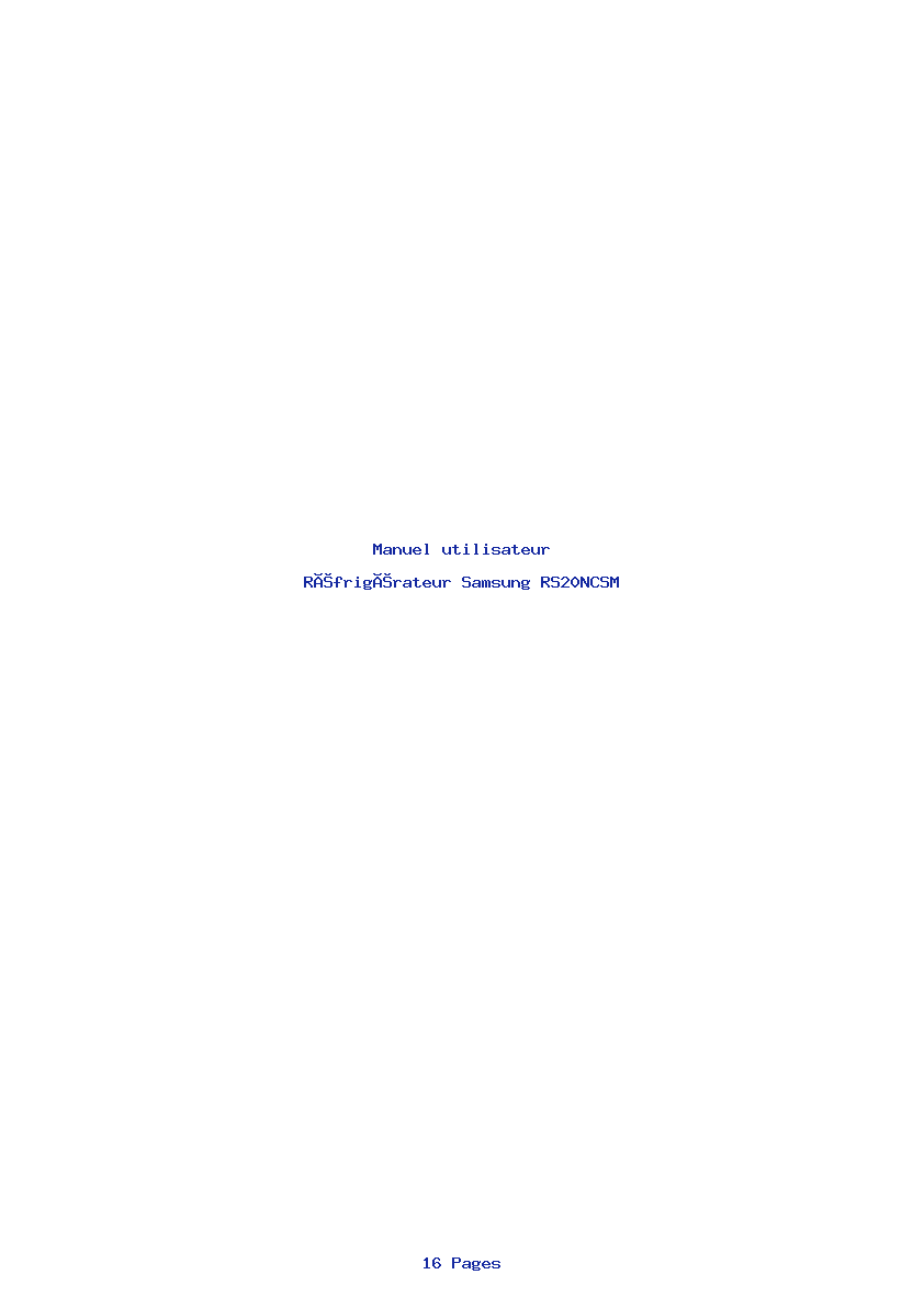 Page 1 de la notice Manuel utilisateur Samsung RS20NCSM