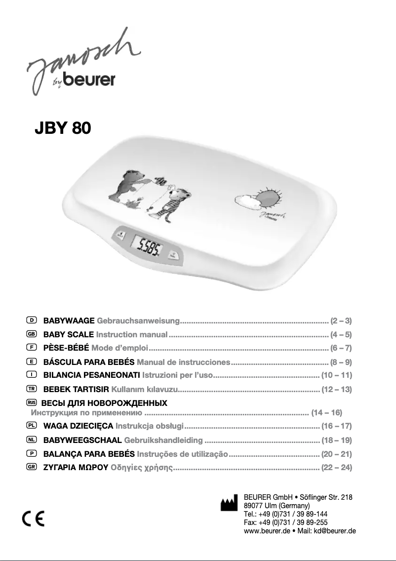 Page 1 de la notice Manuel utilisateur Beurer JBY 80