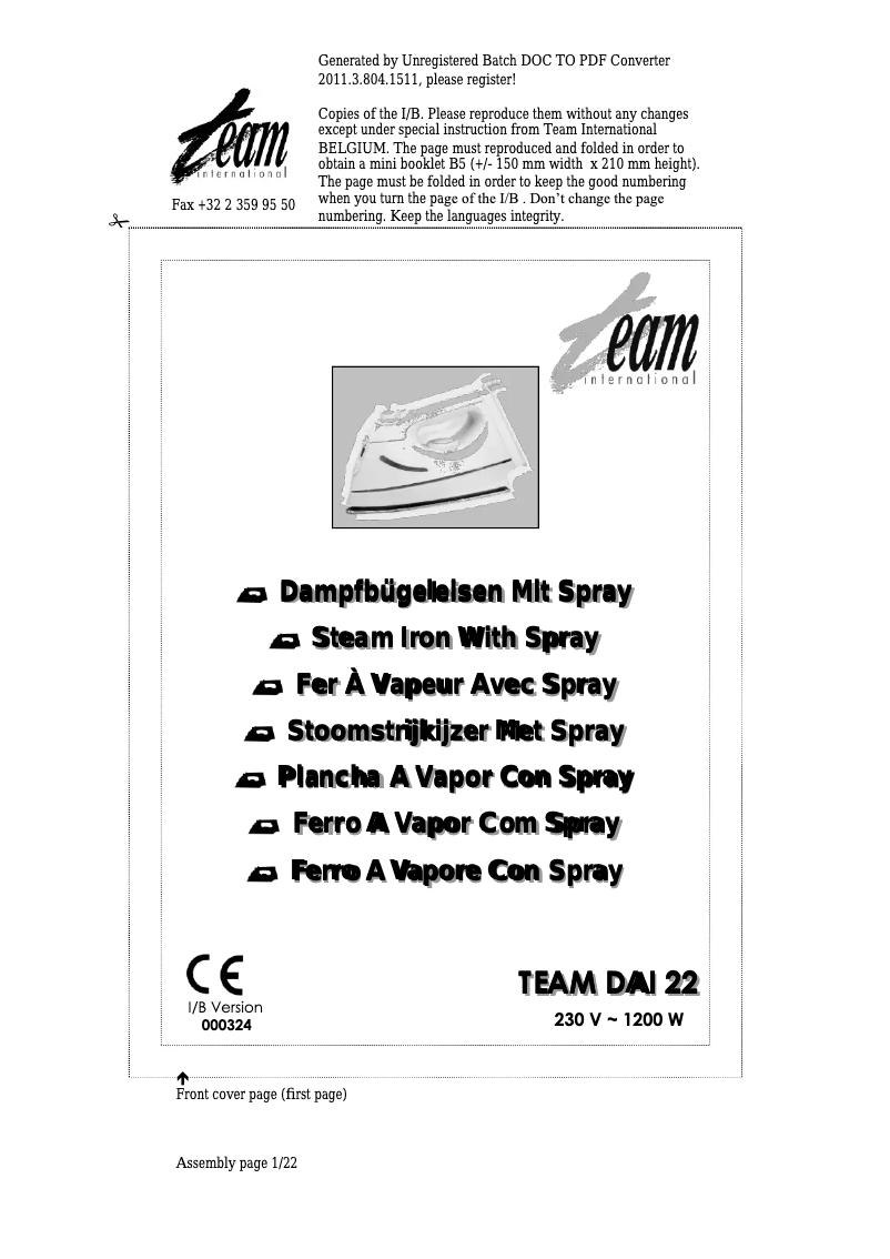 Página 1 del manual Manual de usuario Team DAI 22