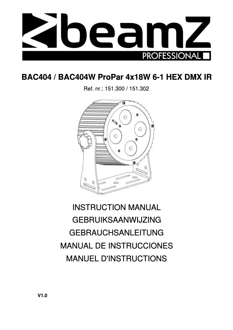 Page 1 of the manual User Manual BeamZ BAC404 151.300