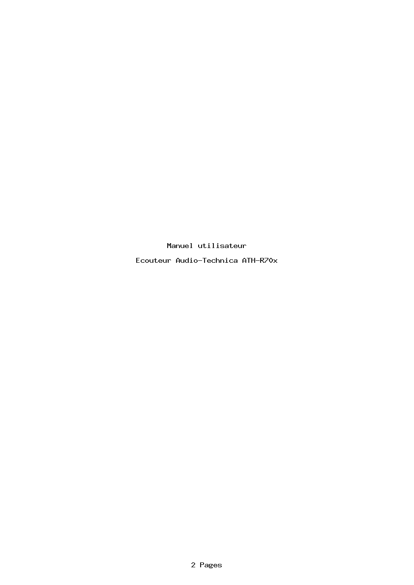 Page 1 de la notice Manuel utilisateur Audio-Technica ATH-R70x