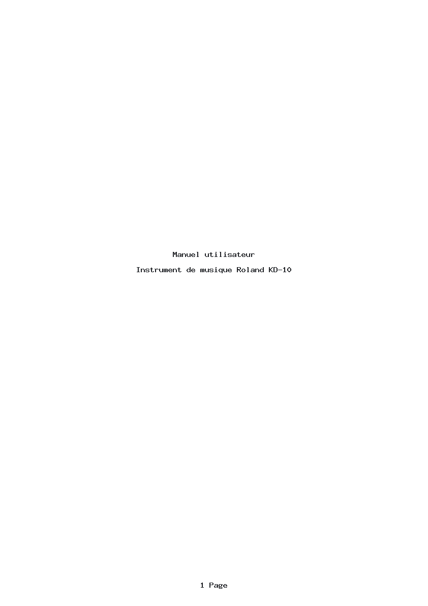 Page 1 de la notice Manuel utilisateur Roland KD-10