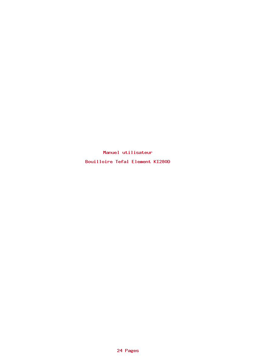 Page 1 de la notice Manuel utilisateur Tefal Element KI280D