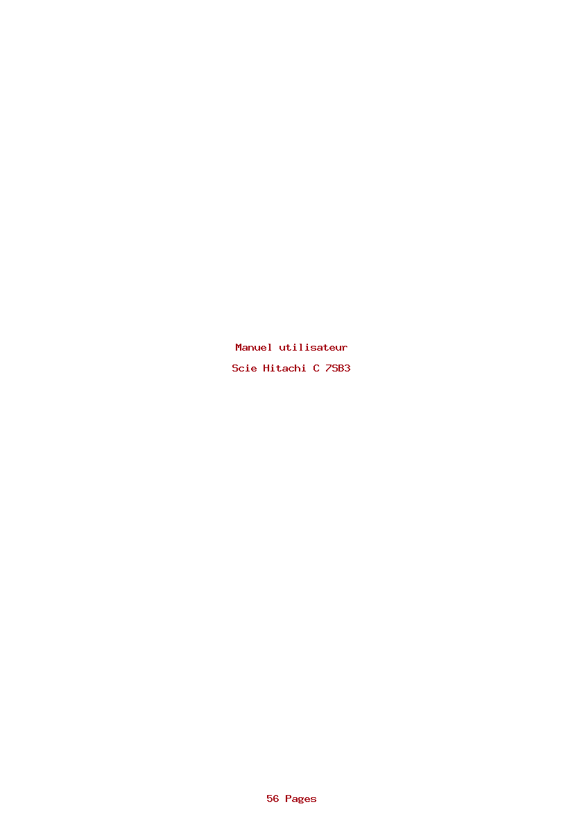 Page 1 de la notice Manuel utilisateur Hitachi C 7SB3