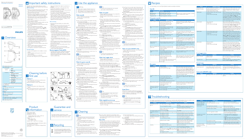 Página 1 del manual Manual de usuario Philips Avance Collection HD2072