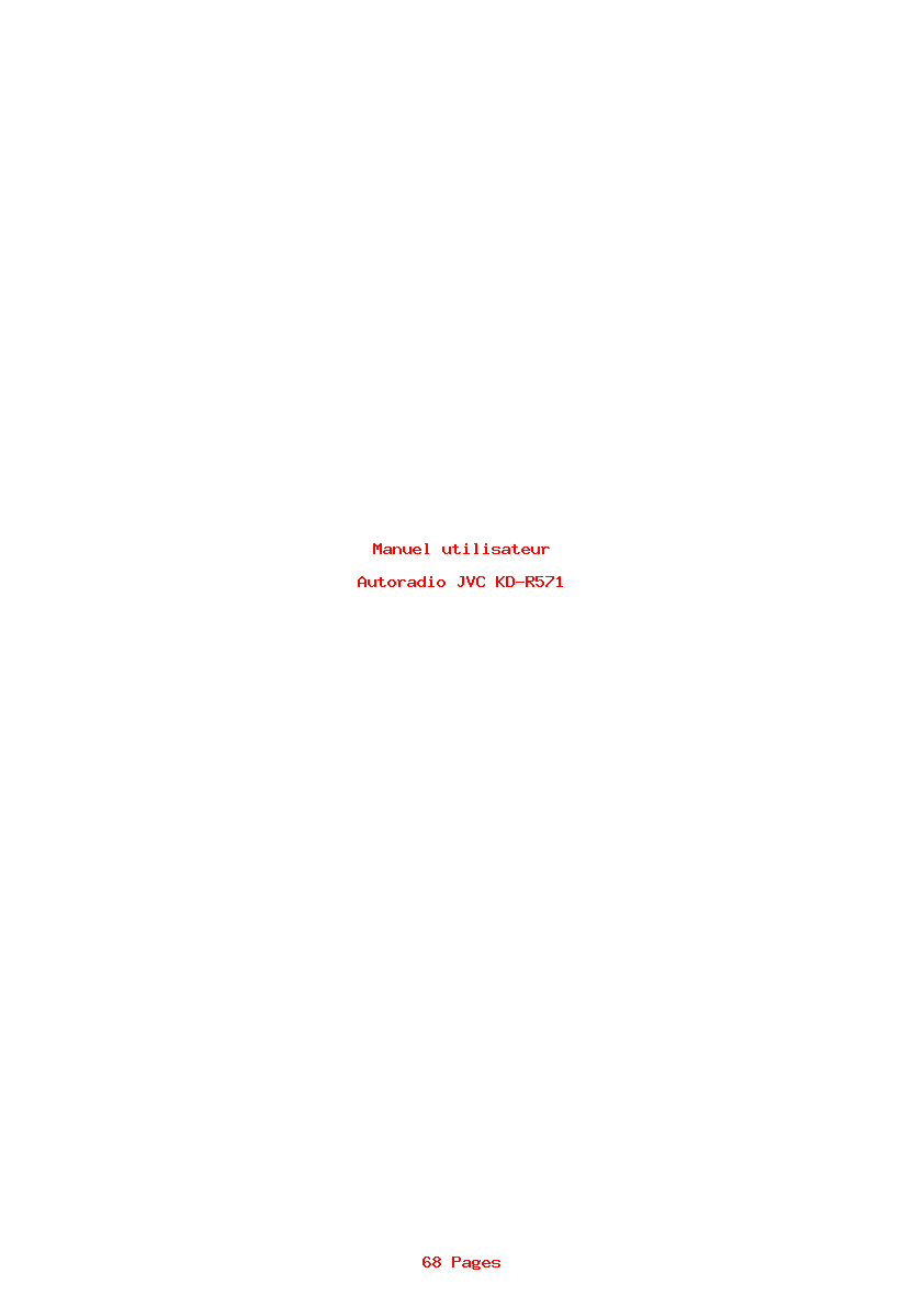 Page 1 de la notice Manuel utilisateur JVC KD-R571