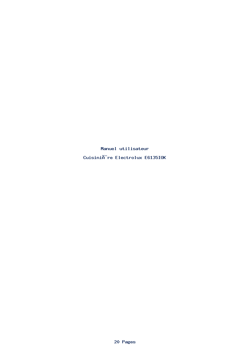 Page 1 de la notice Manuel utilisateur Electrolux E6135IOK