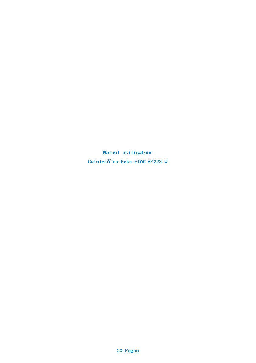 Page 1 de la notice Manuel utilisateur Beko HIAG 64223 W