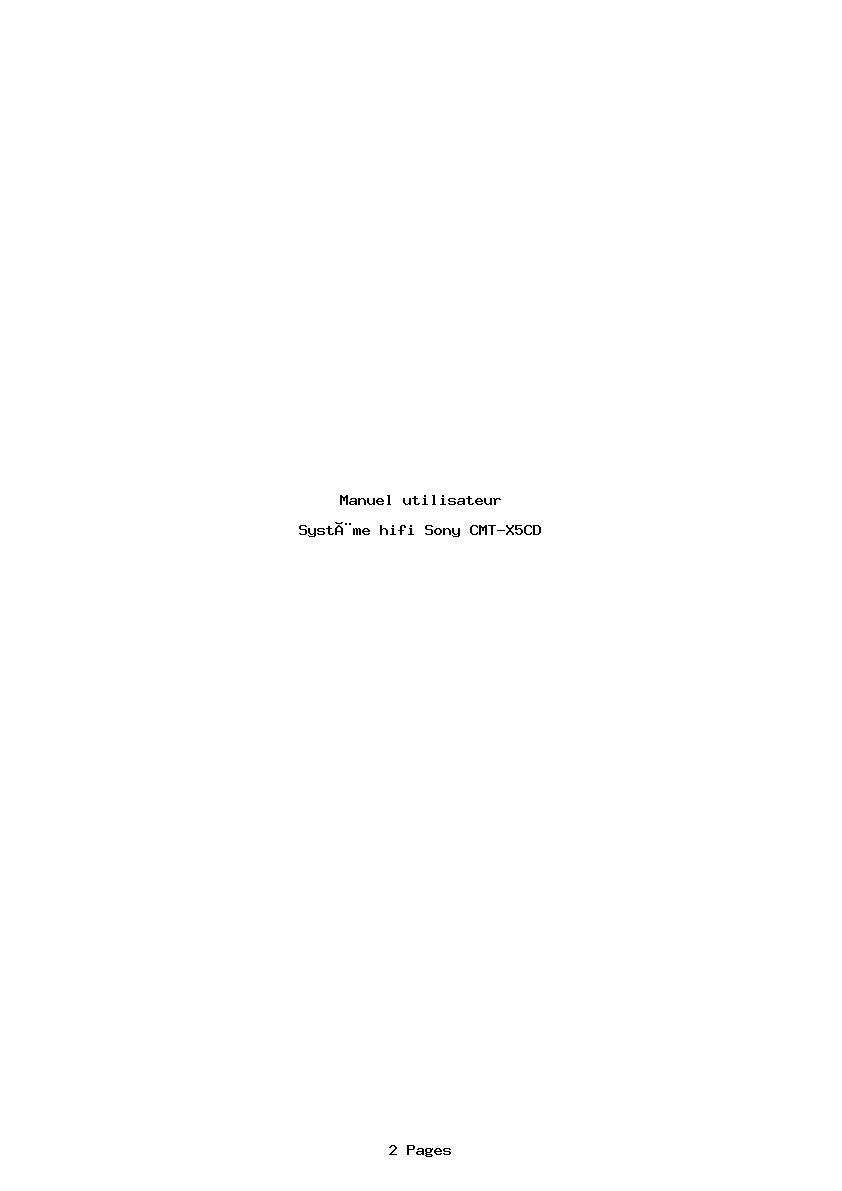 Page 1 de la notice Manuel utilisateur Sony CMT-X5CD