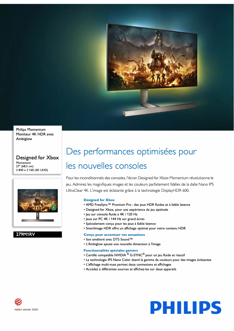 Page n°1 - Fiche technique Philips Momentum 279M1RV