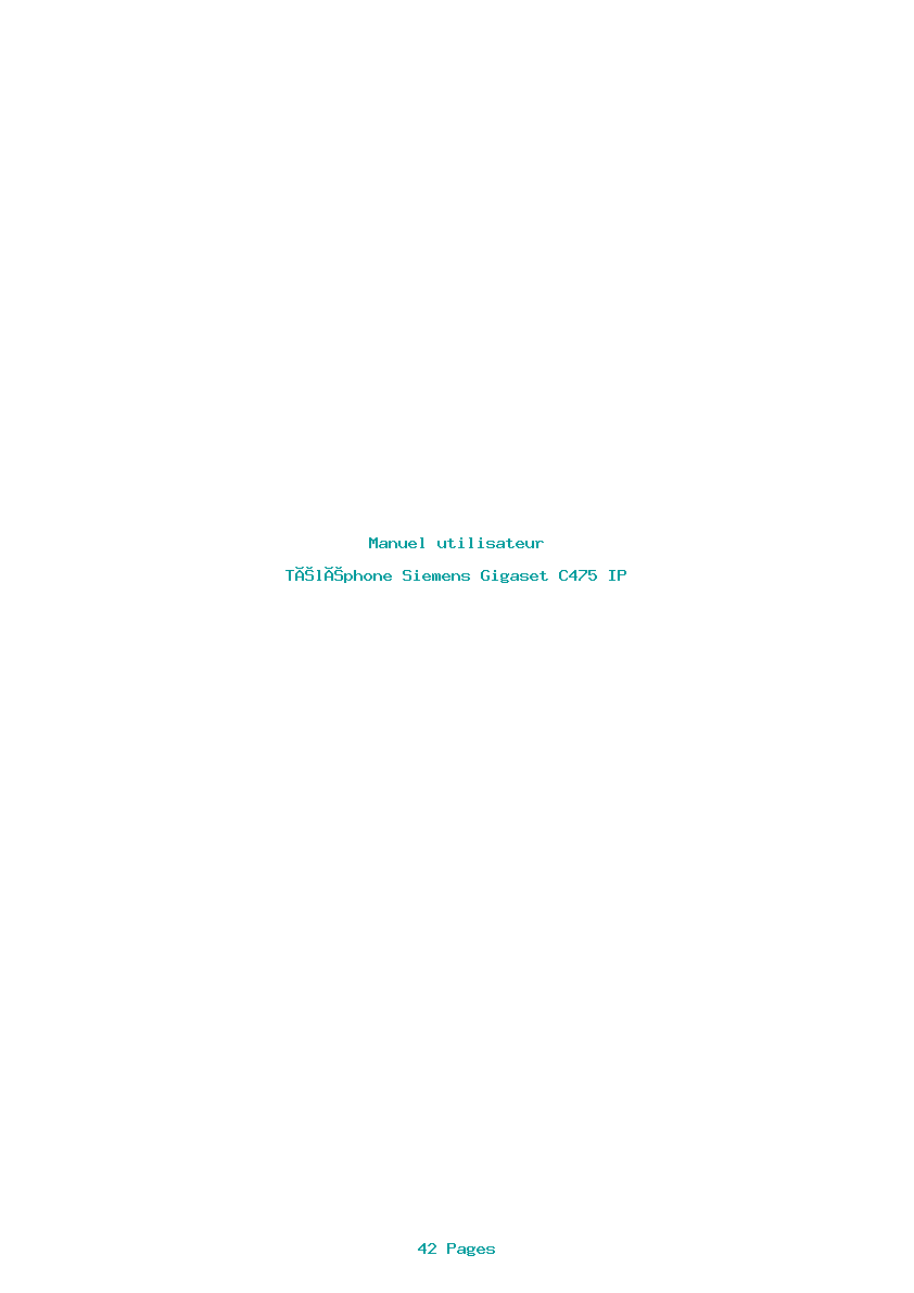 Page 1 de la notice Manuel utilisateur Siemens Gigaset C475 IP