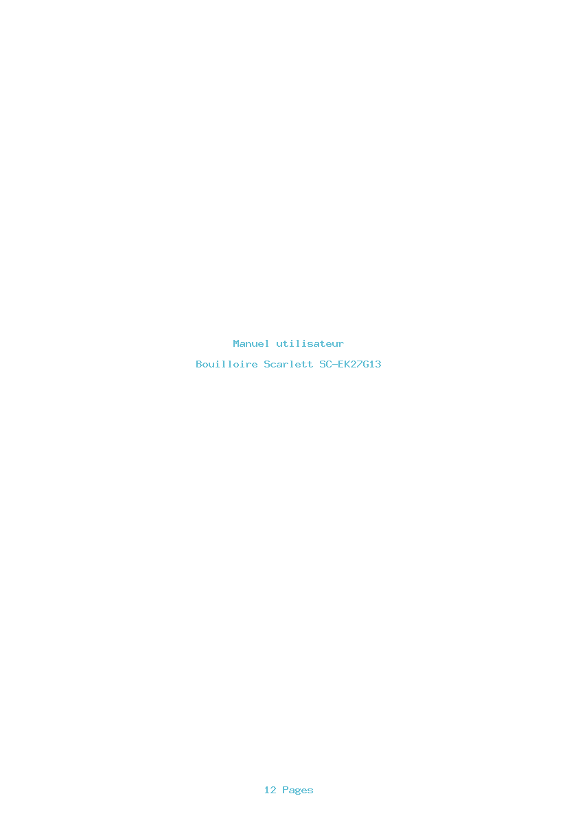 Page 1 de la notice Manuel utilisateur Scarlett SC-EK27G13