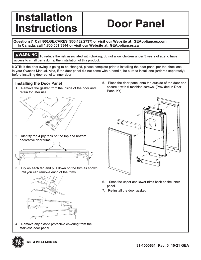 Page 1 of the manual User Manual GE Profile PK1UG150RSS