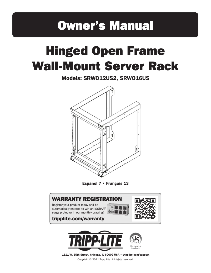 Page 1 de la notice Manuel utilisateur Tripp Lite SmartRack SRWO16US