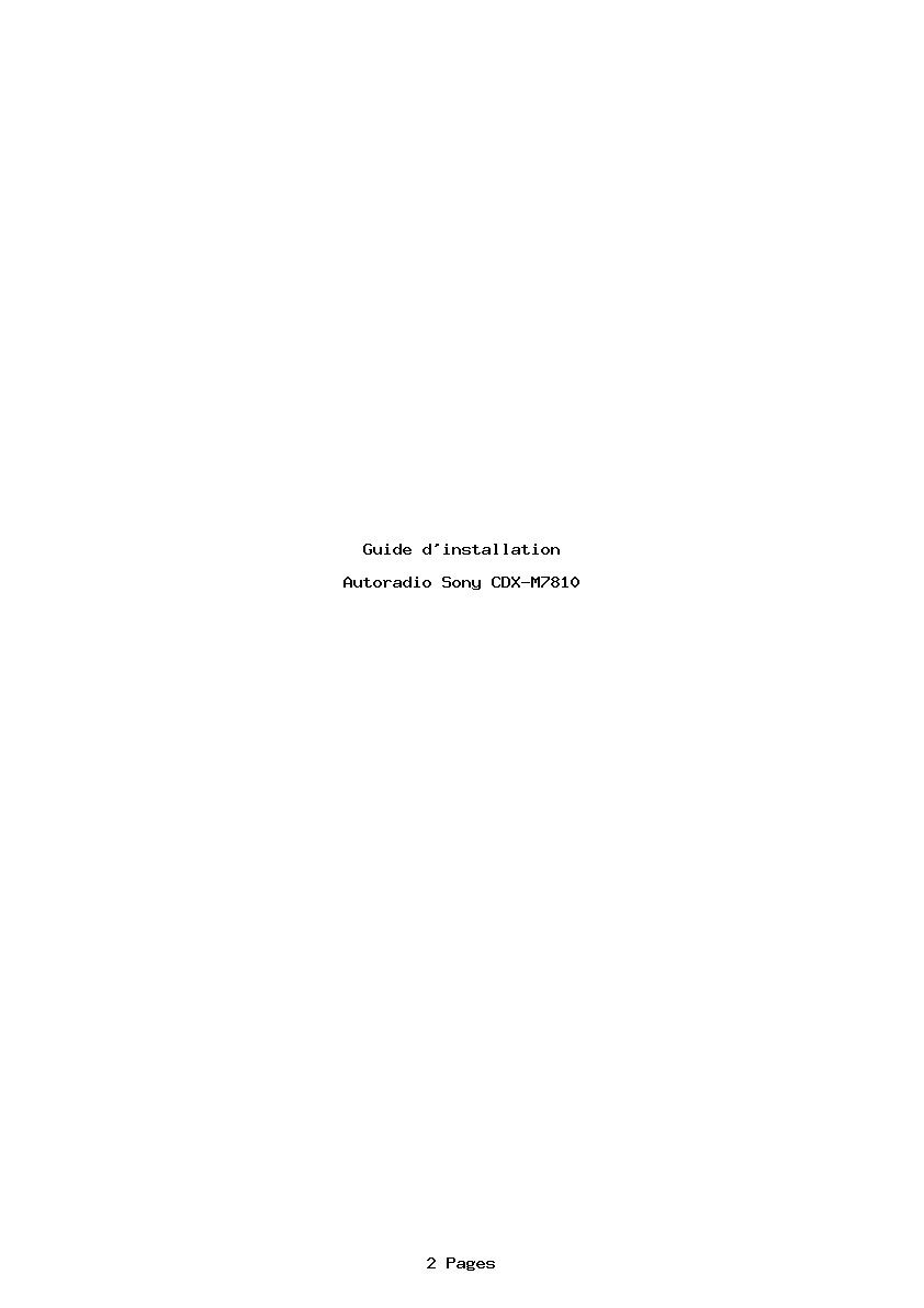 Page 1 de la notice Guide d'installation Sony CDX-M7810