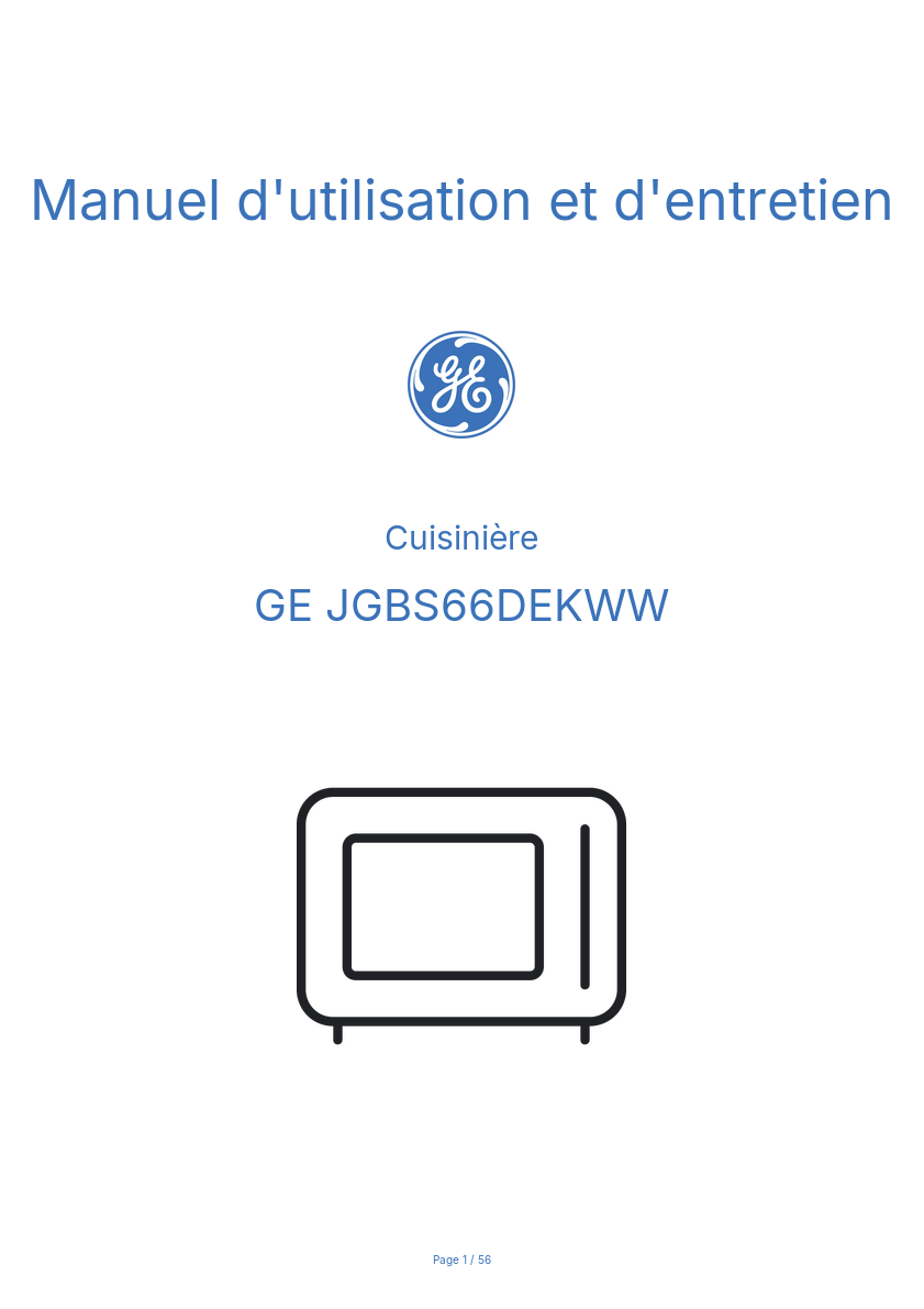 Page 1 de la notice Manuel d'utilisation et d'entretien GE JGBS66DEKWW