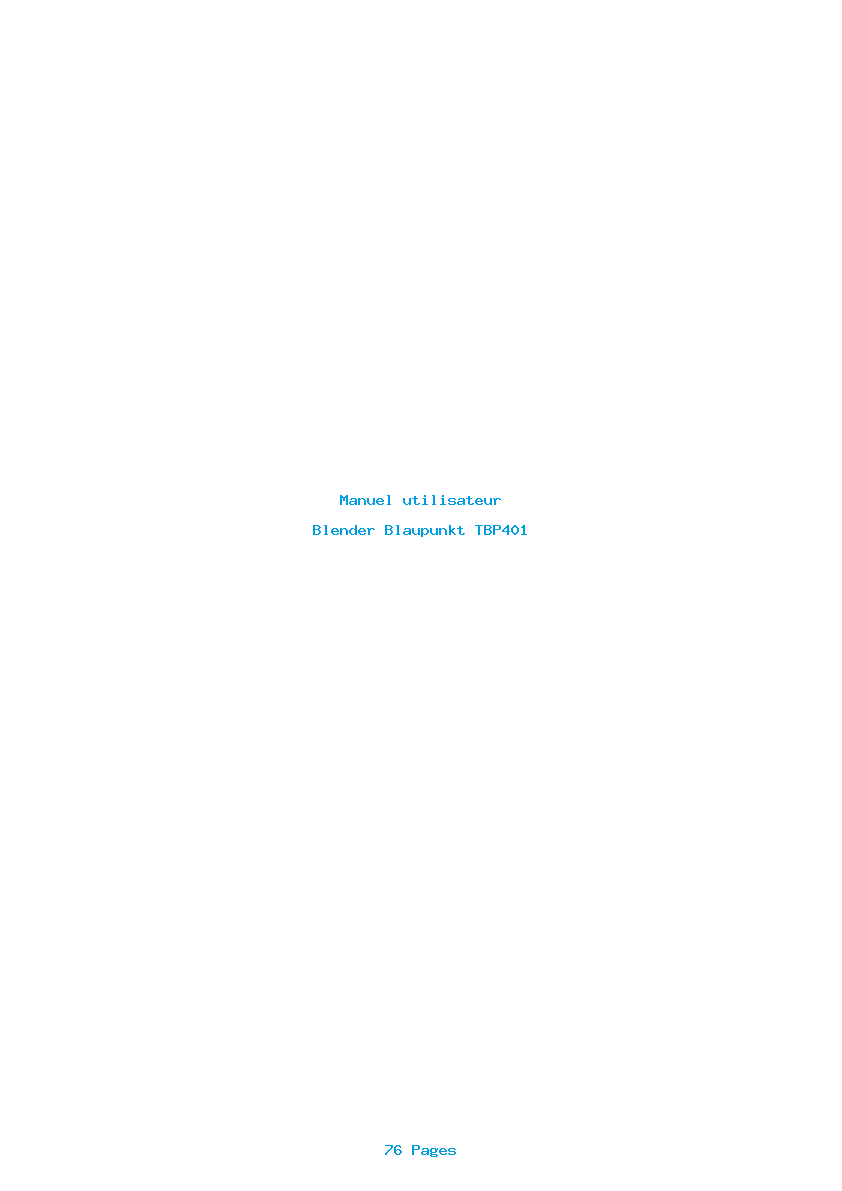 Page 1 de la notice Manuel utilisateur Blaupunkt TBP401